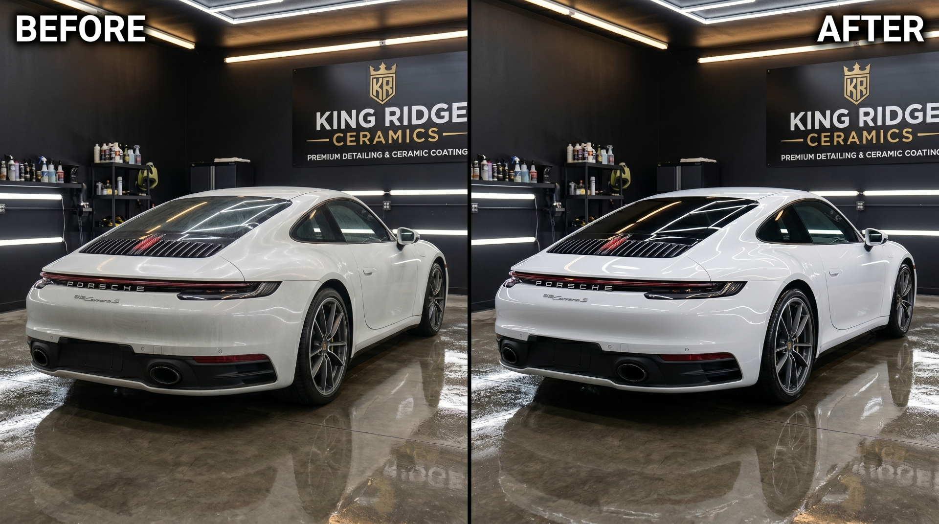 Porsche 911 Carrera S before and after